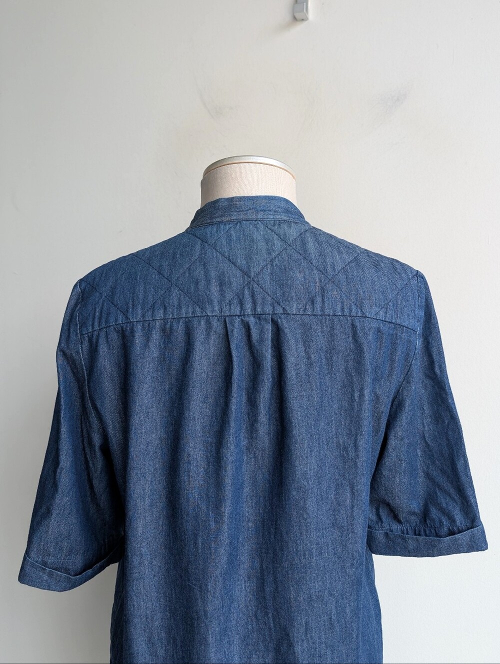 Eve Gravel Quilted Denim Button-Front Shirt Dress - Picture 3 of 5